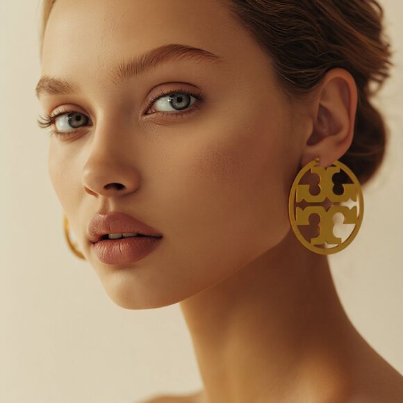 Tory Burch Miller Collection – 2” (5cm)  Large Matte Hoop Earrings - Picture 2 of 3